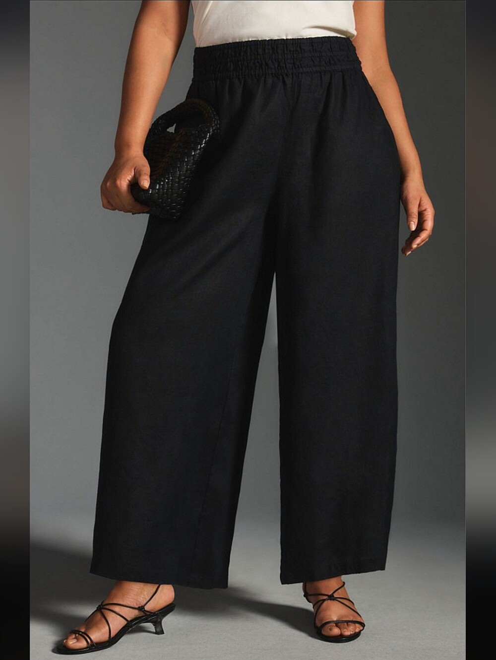 Anthropologie The Somerset 100% Linen Black Pull on Pants XL Boho Lagenlook